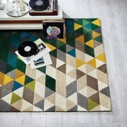 Promo 👍 Flair Green Illusion Geometric Prism Rug 🌟